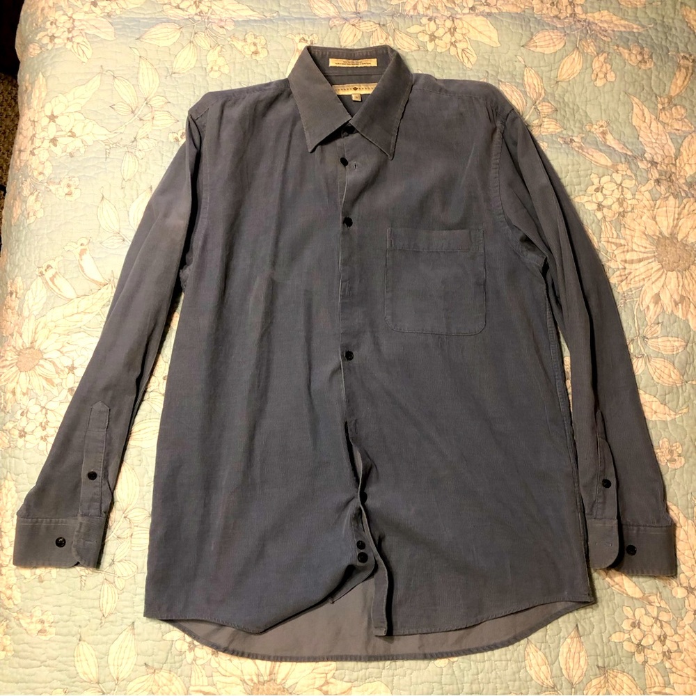 Small Teal Corduroy Button-Down Shirt by Joseph Abboud